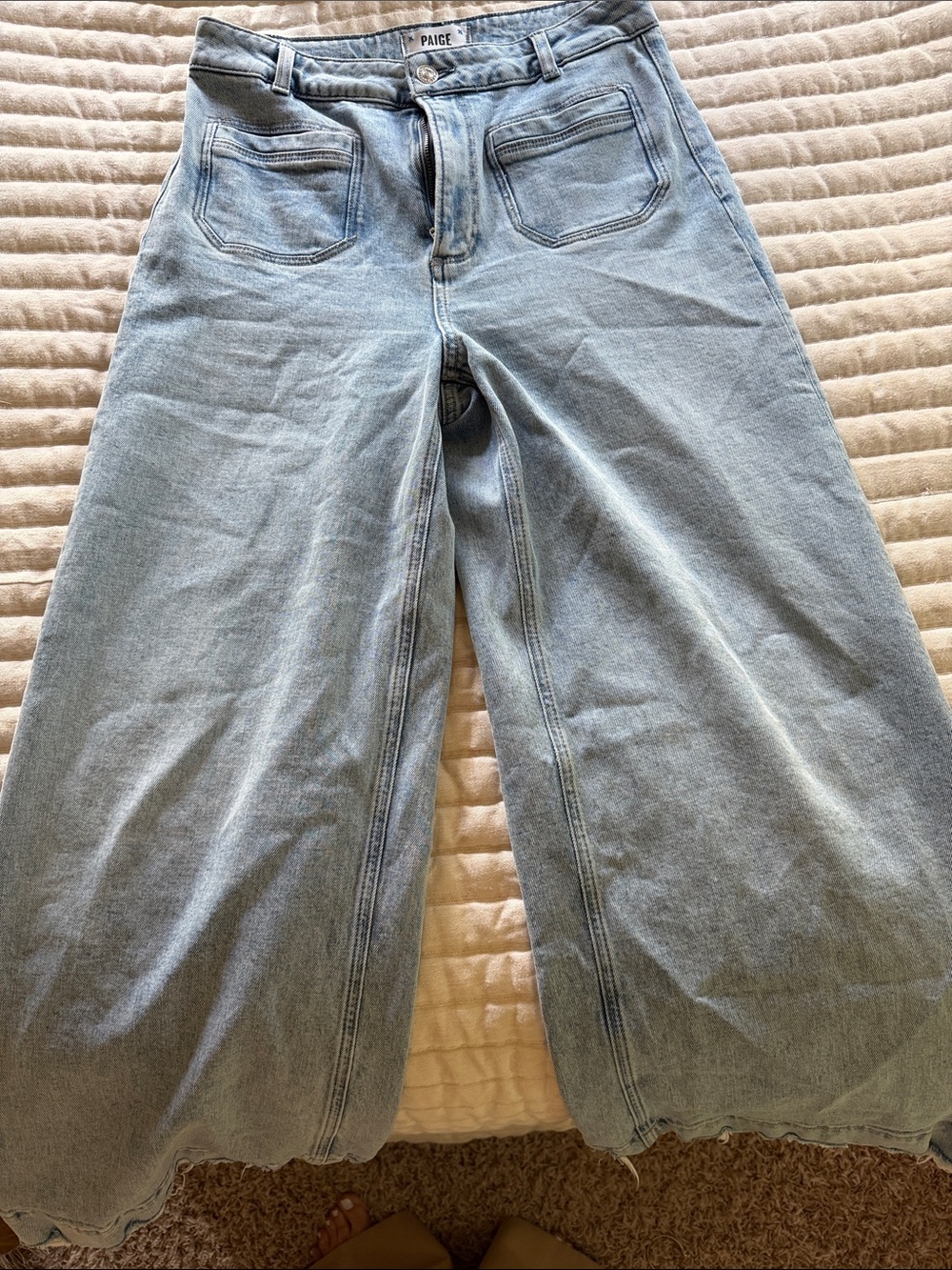 PAIGE Light Wash Wide Leg Jeans